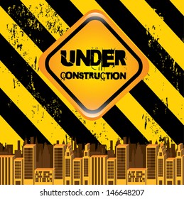 under construction signal over lineal background vector illustration 