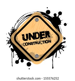 under construction signal over white black background vector illustration 