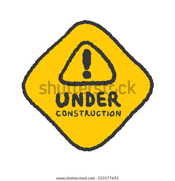 Under Construction Signs Cartoon Style Freehand Stock Vector (Royalty ...