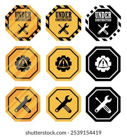 Under construction signs icon. Colored vector illustration.