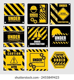 under construction signs set vector
