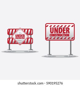 under construction signs symbols set, vector illustration