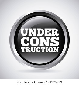 under construction silver button isolated icon design, vector illustration  graphic 