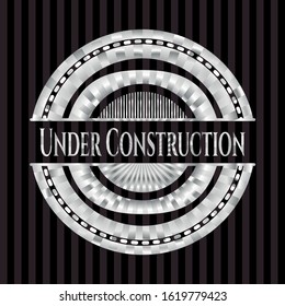 Under Construction silvery badge. Vector Illustration. Mosaic.