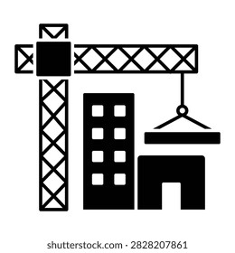 Under construction site building project solid glyph icon
