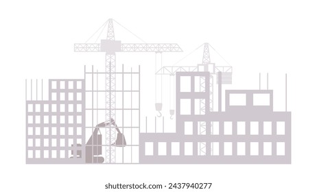 under construction site concept. bulding and technik monochrome silhouettes