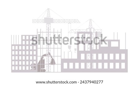 under construction site concept. bulding and technik monochrome silhouettes