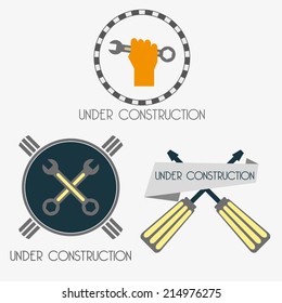 under construction site labels set vector