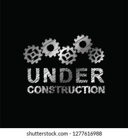Under construction sketch drawing with gear wheels.