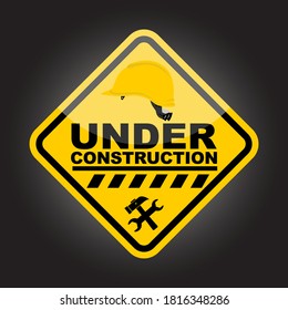 Under Construction, sticker and sign vector