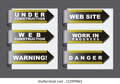 under construction tags over gray background. vector illustration