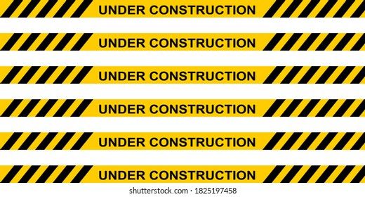 BAJO CONSTRUCCIÓN Líneas de cinta aisladas en blanco