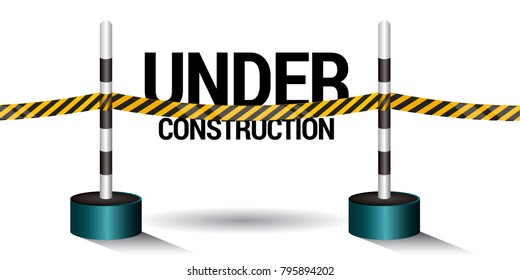 Under construction tape on a white background, Vector illustration
