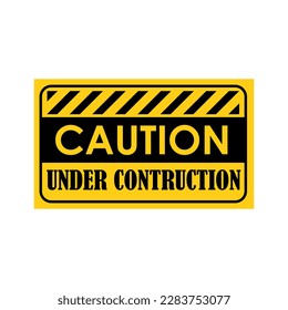 Under construction tape warning banner vector 