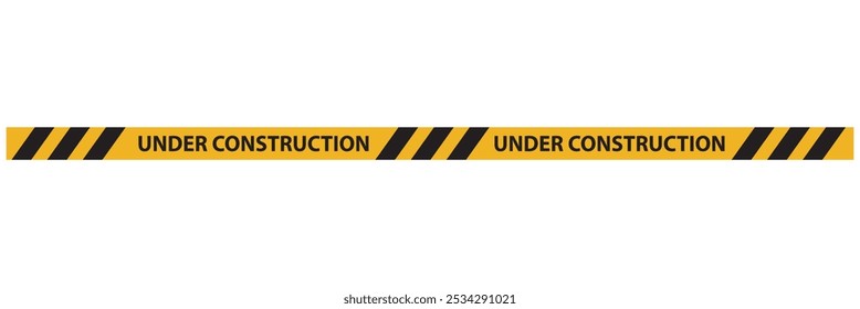 em construção fita advertência imagem de banner com isolado no fundo branco, Em construção sinal para local de construção e site.  Ilustração vetorial . EPS 10