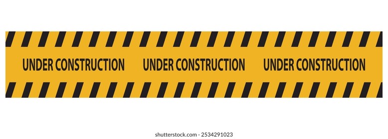 under construction tape warning banner image with isolated on white background, Under construction sign for construction site and website.  Vector illustration . EPS 10