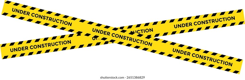 under construction tape warning banner. Diagonal Black and Yellow Striped Warning. Security Caution Tape Set. Yellow Warning Ribbons. Abstract Stripes for Police
