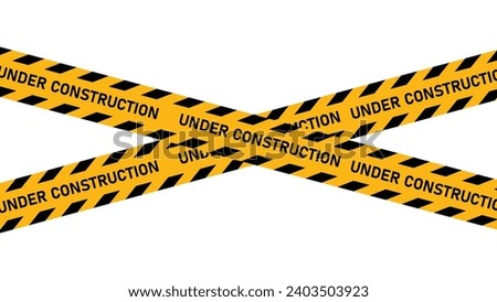 under construction tape warning banner image with transparent background, sign for road, construction site and website, vector illustration