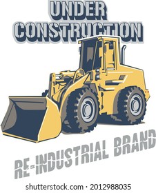Under construction text with vector illustrations. For t-shirt prints and other uses.