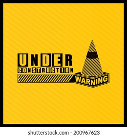  under construction text with warning symbol. Vector illustration