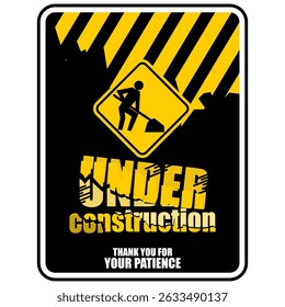 Under Construction, thank you for your patience, poster vector