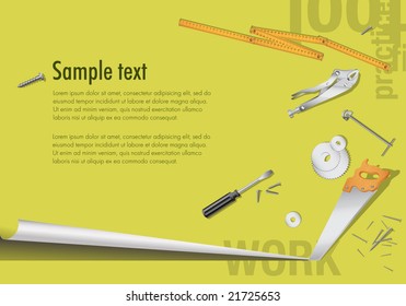 under construction - tools background - green vector layout