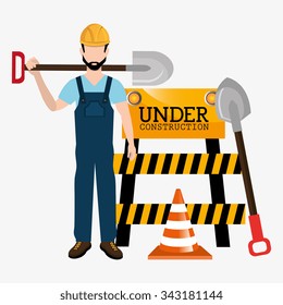 Under construction and tools graphic design, vector illustration eps10