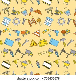 under construction tools instrument equipment seamless pattern