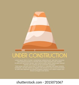 Under Construction with Traffic Cone Vector Illustration