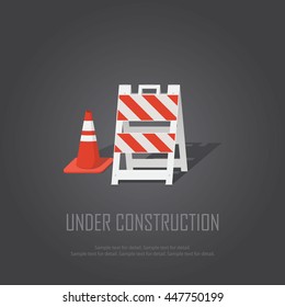 Under construction traffic cones with barrier.