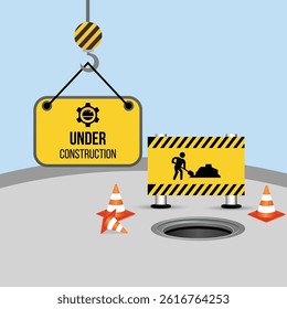 Under construction traffic industry vector design
