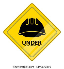 Under construction transit signal. Helmet silhouette. Vector illustration design