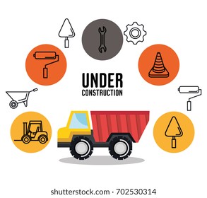 under construction truck tipper vehicle tools icon