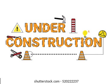 under construction typographic illustration design with lines and ornaments