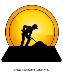 Under construction vector circular illustration