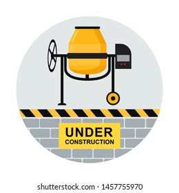 Under construction vector flat illustration. Concrete mixer. Construction Equipment