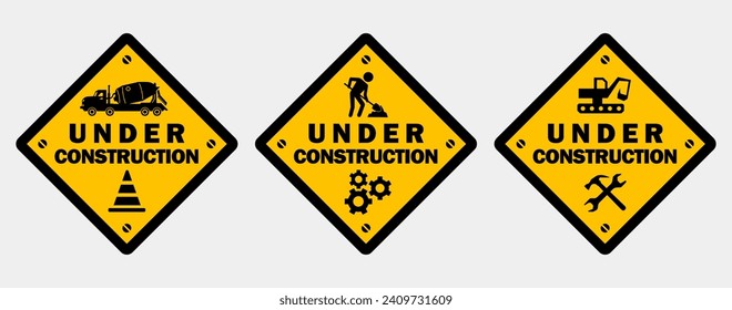 under construction warning sign for home and building construction printable signs poster template design