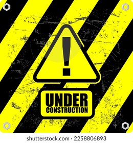En construcción, señal de advertencia sobre negro