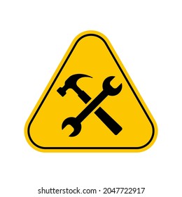 En Signo de advertencia de construcción ,Símbolo de advertencia de triángulo amarillo, aislado en fondo blanco, icono de vector