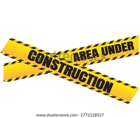 Under construction warning tape illustration. Road, sign, worksite, hazard area, sign for road, caution ribbon banner for construction. Vector illustration on transparent PNG background