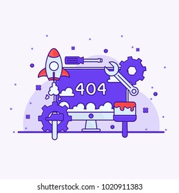 under construction wb error 404 maintenance dekstop vector illustration