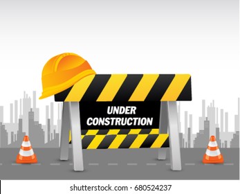 Under construction web page banner concept with traffic cone