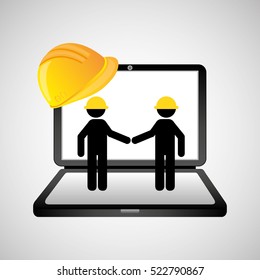 under construction web page team worker vector illustration eps 10