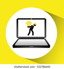 under construction web page worker wall vector illustration eps 10