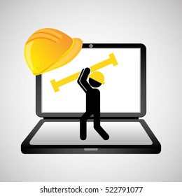 under construction web page worker tool vector illustration eps 10