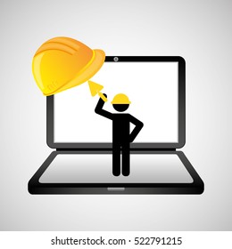 under construction web page worker trowel vector illustration eps 10