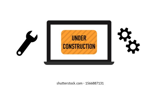 Under construction website concept. Vector flat illustration on white