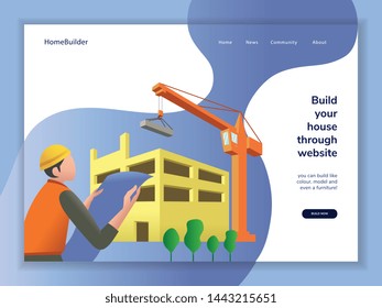 Under Construction website or maintenance, Home renovation flat horizontal banners, house construction with its design isolated vector Website header illustration