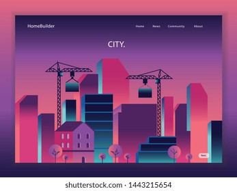 Under Construction website or maintenance, Home renovation flat horizontal banners, house construction with its design isolated vector Website header illustration