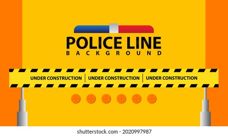 Under construction website page with black and yellow striped borders vector illustration. Border stripe web, warning banner